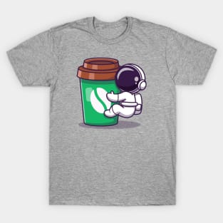 Cute Astronaut With Coffee Cup T-Shirt